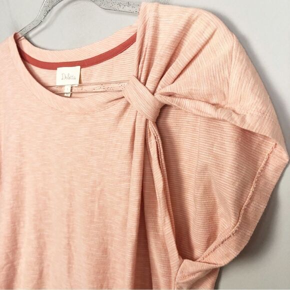 ANTHROPOLOGIE | DELETTA Margot Peach Gathered Tee Top Women’s Size Medium - Picture 5 of 11